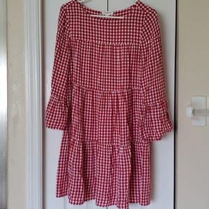 Red gingham tiered dress